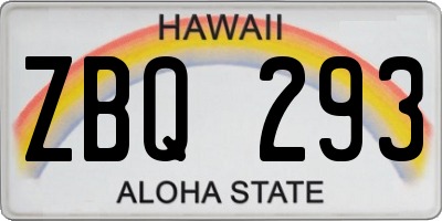 HI license plate ZBQ293