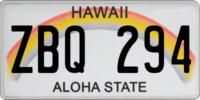 HI license plate ZBQ294