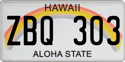 HI license plate ZBQ303