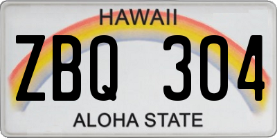 HI license plate ZBQ304