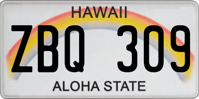 HI license plate ZBQ309