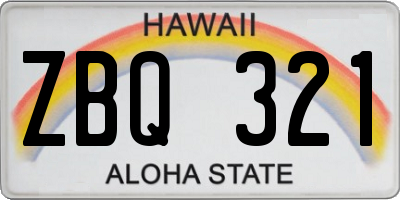 HI license plate ZBQ321