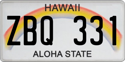 HI license plate ZBQ331