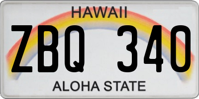 HI license plate ZBQ340