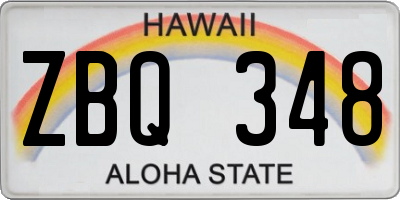 HI license plate ZBQ348