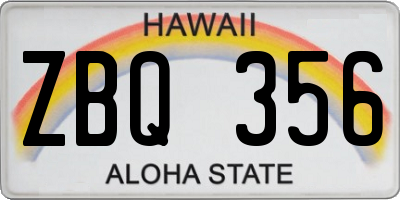 HI license plate ZBQ356
