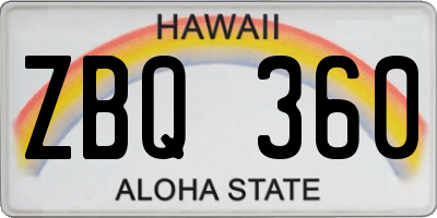 HI license plate ZBQ360