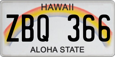 HI license plate ZBQ366
