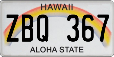 HI license plate ZBQ367