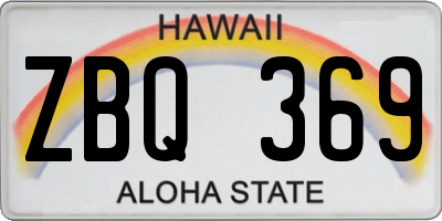 HI license plate ZBQ369