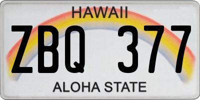 HI license plate ZBQ377