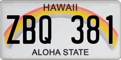 HI license plate ZBQ381