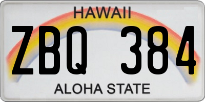 HI license plate ZBQ384