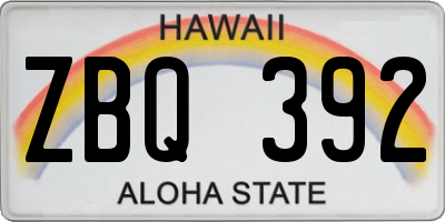 HI license plate ZBQ392