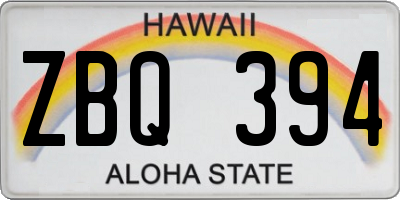HI license plate ZBQ394