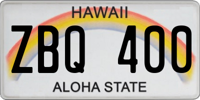 HI license plate ZBQ400
