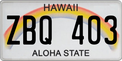 HI license plate ZBQ403