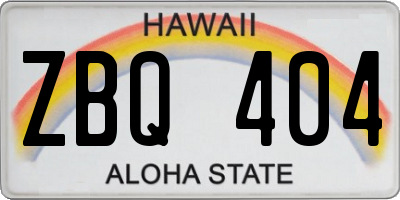 HI license plate ZBQ404