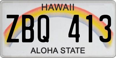 HI license plate ZBQ413