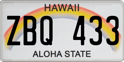 HI license plate ZBQ433