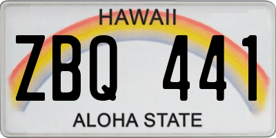 HI license plate ZBQ441