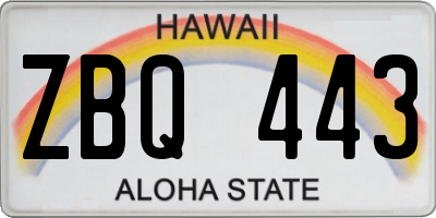 HI license plate ZBQ443
