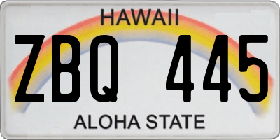 HI license plate ZBQ445