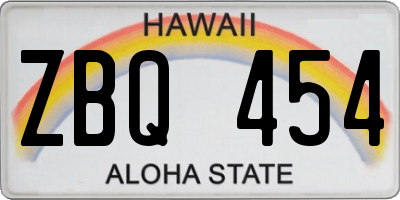 HI license plate ZBQ454