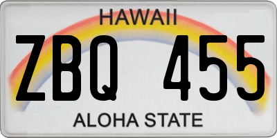 HI license plate ZBQ455