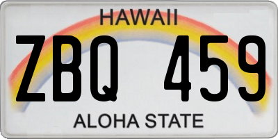 HI license plate ZBQ459
