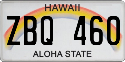 HI license plate ZBQ460
