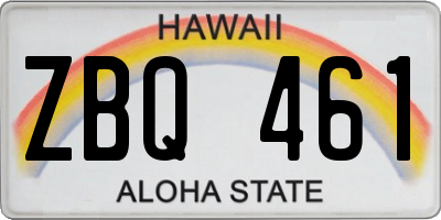 HI license plate ZBQ461