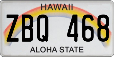 HI license plate ZBQ468