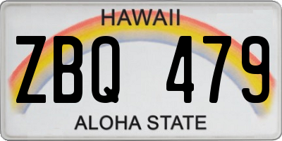 HI license plate ZBQ479