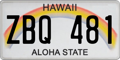 HI license plate ZBQ481