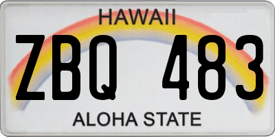HI license plate ZBQ483