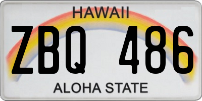 HI license plate ZBQ486