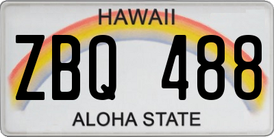 HI license plate ZBQ488