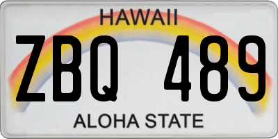HI license plate ZBQ489