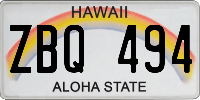 HI license plate ZBQ494