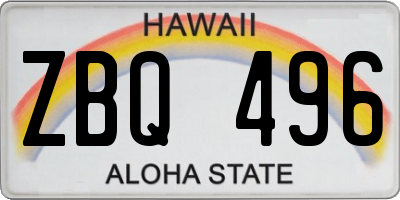 HI license plate ZBQ496
