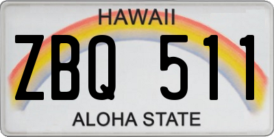 HI license plate ZBQ511