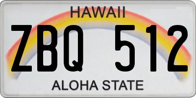 HI license plate ZBQ512