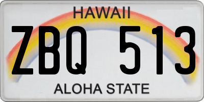 HI license plate ZBQ513
