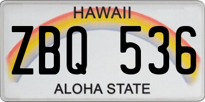 HI license plate ZBQ536