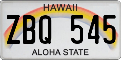 HI license plate ZBQ545