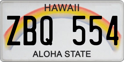 HI license plate ZBQ554