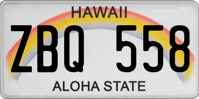 HI license plate ZBQ558