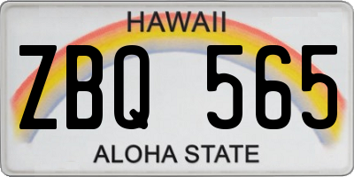 HI license plate ZBQ565