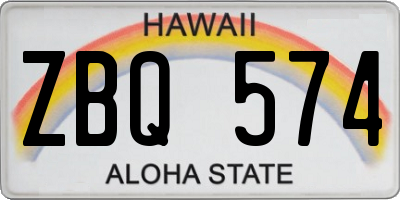 HI license plate ZBQ574